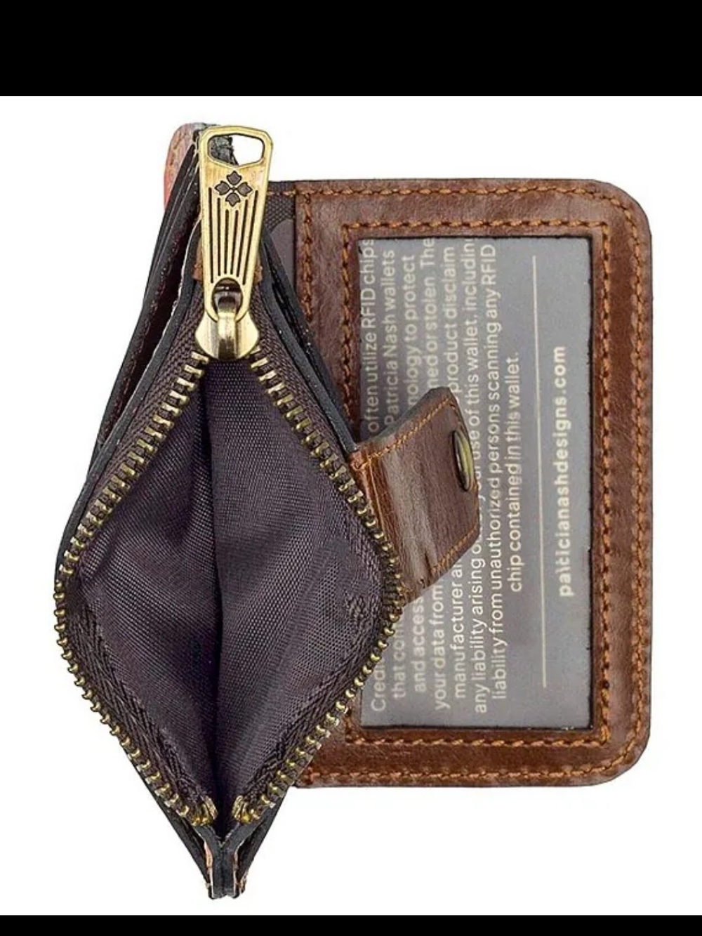 Patricia Nash Paris Map Multi-Tone Leather ID Cassis Card Wallet with Brown Trim - Picture 5 of 7